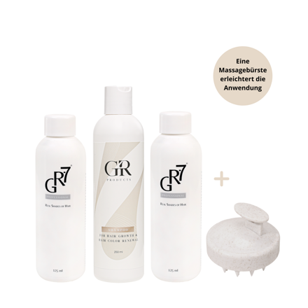 SET GR-7 gegen graues Haar + Shampoo für Haarwuchs und Erneuerung der Haarfarbe