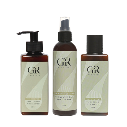 SET GR Ultra-Repair Keratin Shampoo + Conditioner + Renewal Tonic