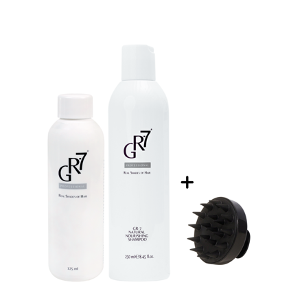 Produktset gegen graues Haar GR-7 Tonic + Shampoo + Massagebürste inklusive